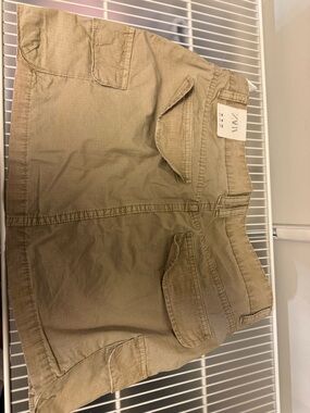 Zara Beige Utility Cargo Mini Skirt